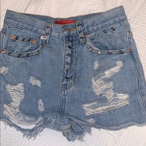 SIGNATURE 8  HIGH WAISTED DENIM SHORTS